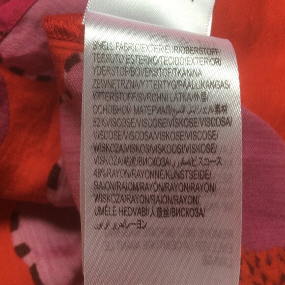 FARM Rio Bold Red Peony Long Sleeve Floral Satin Mini Boho Shift Dress Sz Medium - Picture 7 of 8